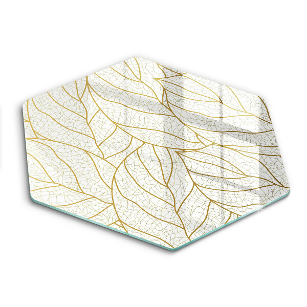 Skärbräda glas sexhörning Line-art lövmönster