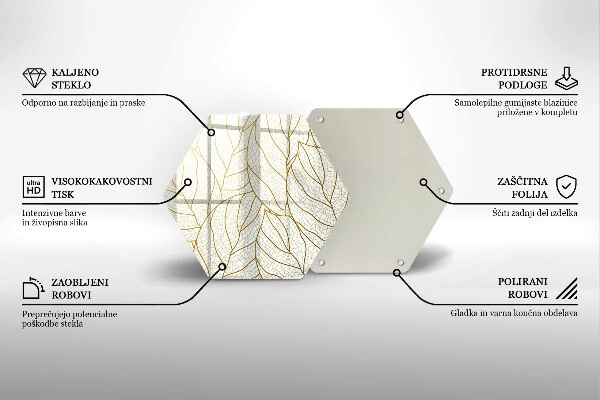 Skärbräda glas sexhörning Line-art lövmönster