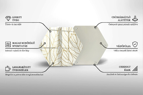 Skärbräda glas sexhörning Line-art lövmönster