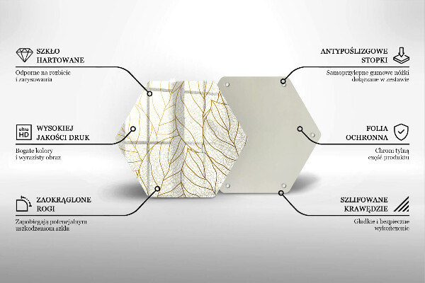 Skärbräda glas sexhörning Line-art lövmönster