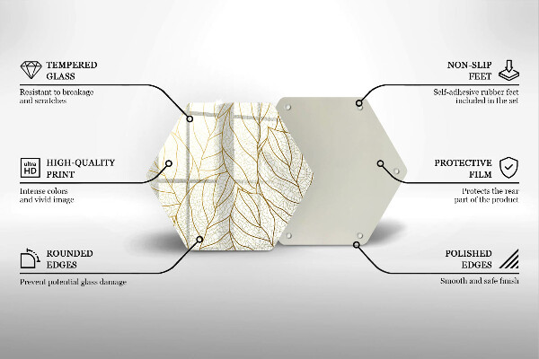 Skärbräda glas sexhörning Line-art lövmönster