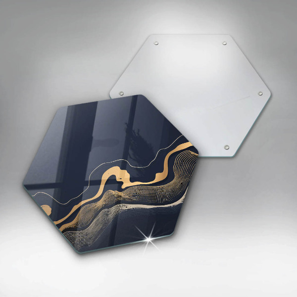 Skärbräda glas sexhörning Abstrakta gyllene linjer