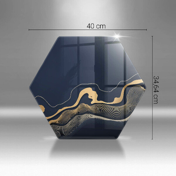 Skärbräda glas sexhörning Abstrakta gyllene linjer