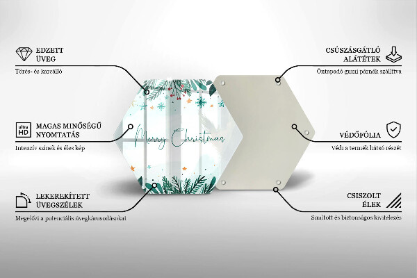 Skärbräda glas sexhörning God jul inskription