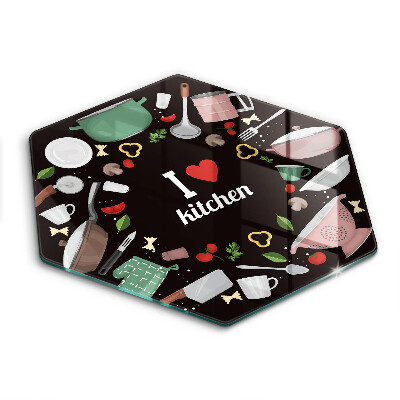 Skärbräda glas sexhörning Illustration Jag älskar kök