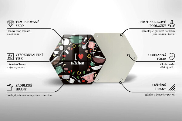 Skärbräda glas sexhörning Illustration Jag älskar kök