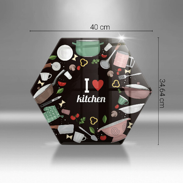 Skärbräda glas sexhörning Illustration Jag älskar kök