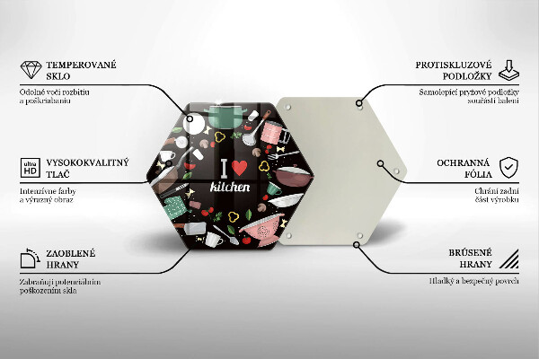 Skärbräda glas sexhörning Illustration Jag älskar kök