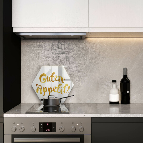 Skärbräda glas sexhörning Inskriptionen Guten Appetit!