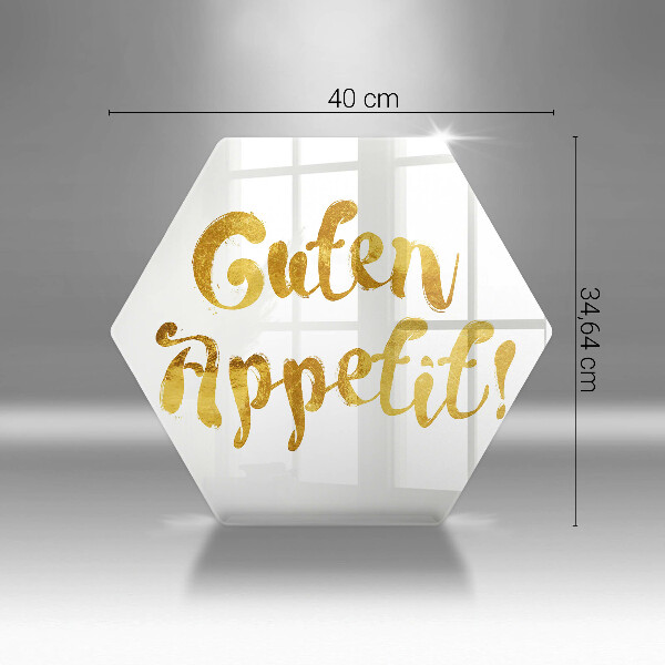 Skärbräda glas sexhörning Inskriptionen Guten Appetit!