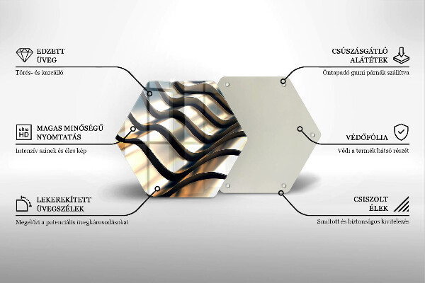 Skärbräda glas sexhörning 3D metallformer