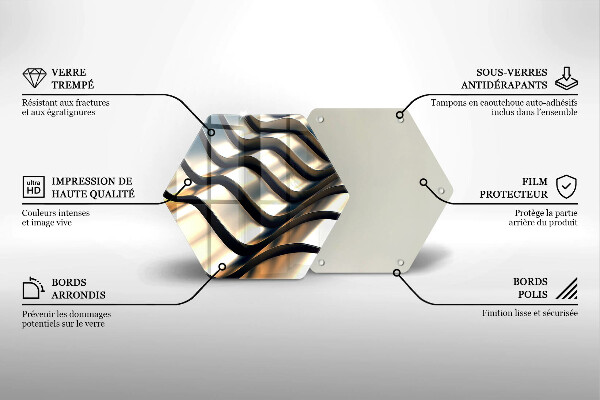 Skärbräda glas sexhörning 3D metallformer