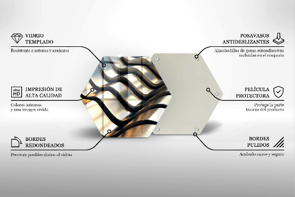 Skärbräda glas sexhörning 3D metallformer