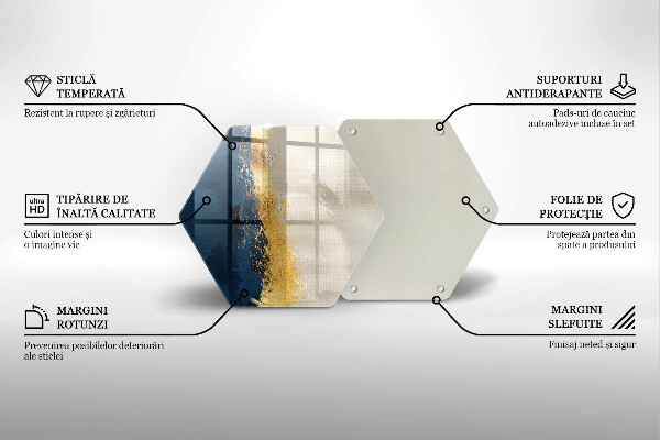 Skärbräda glas sexhörning Guld abstraktion