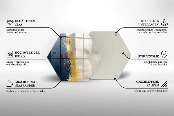 Skärbräda glas sexhörning Guld abstraktion