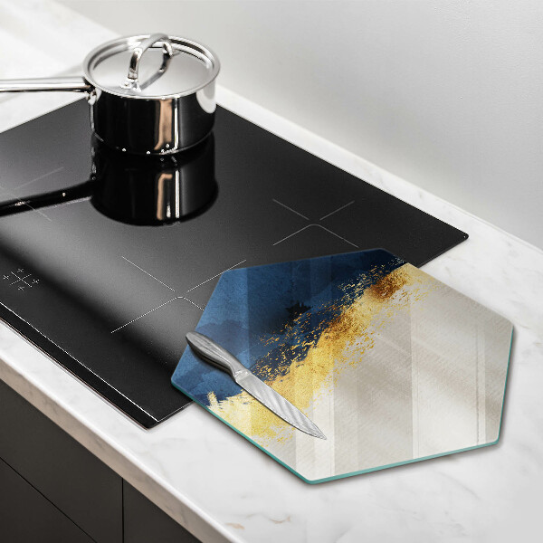 Skärbräda glas sexhörning Guld abstraktion