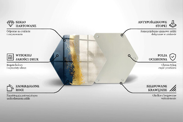 Skärbräda glas sexhörning Guld abstraktion