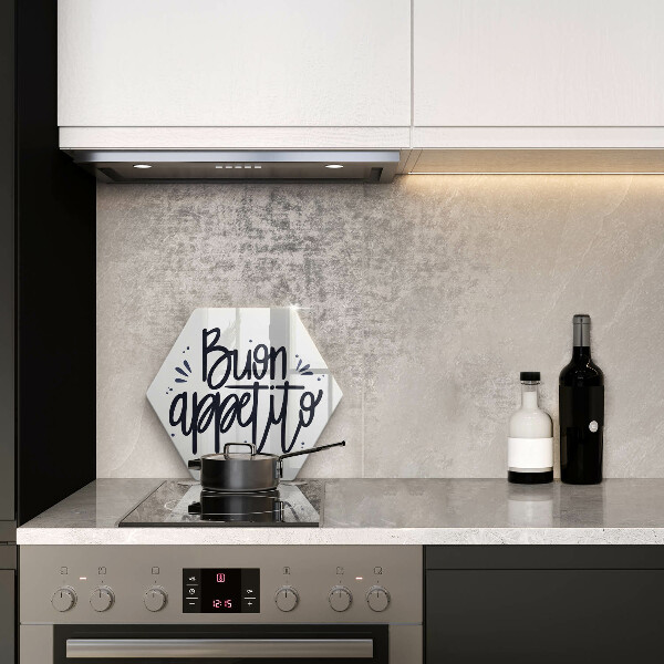 Skärbräda glas sexhörning Buon Appetito inskription