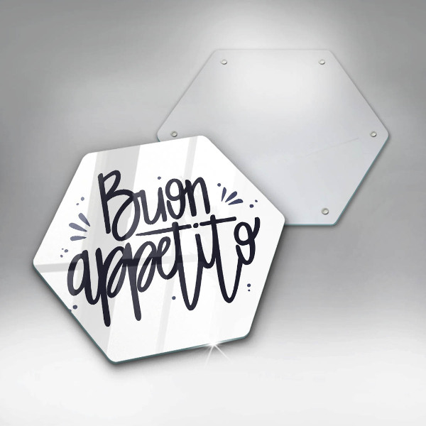 Skärbräda glas sexhörning Buon Appetito inskription