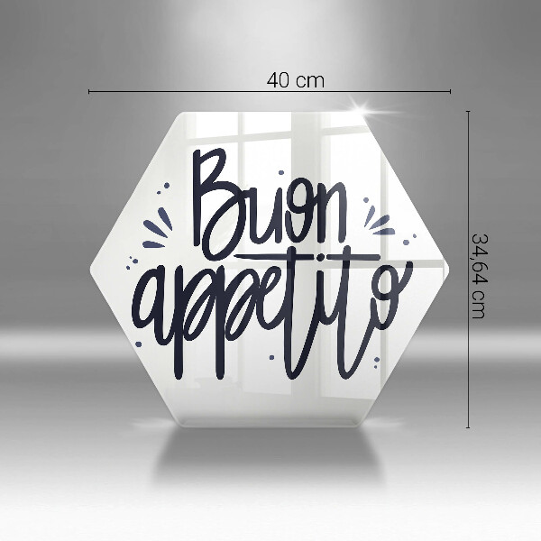 Skärbräda glas sexhörning Buon Appetito inskription