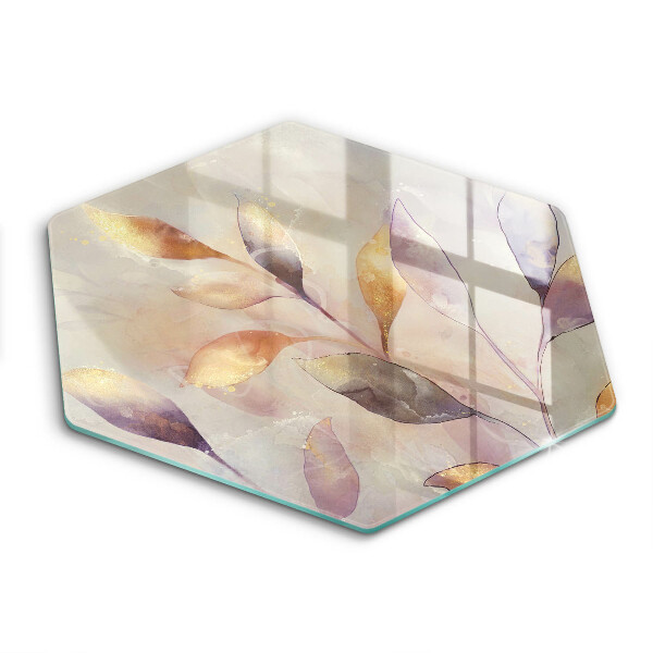 Skärbräda glas sexhörning Målade boho löv
