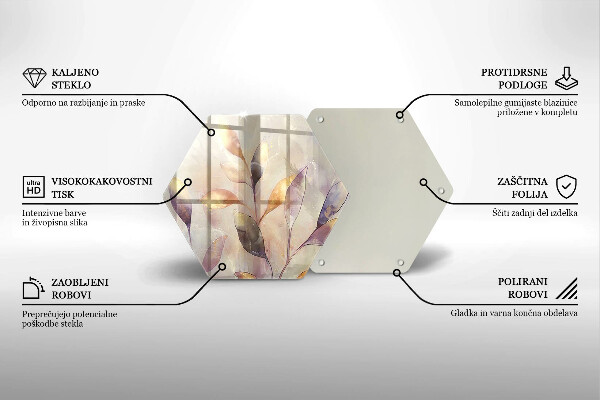 Skärbräda glas sexhörning Målade boho löv