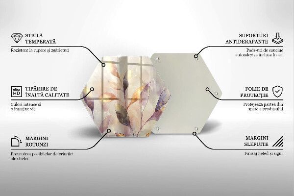 Skärbräda glas sexhörning Målade boho löv