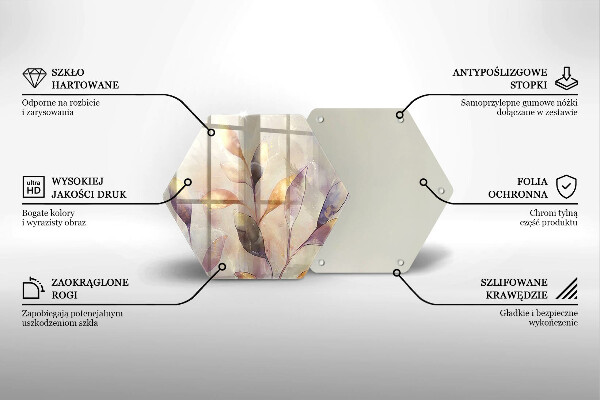 Skärbräda glas sexhörning Målade boho löv