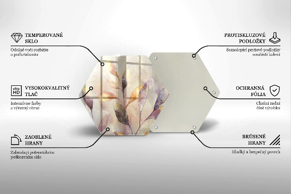 Skärbräda glas sexhörning Målade boho löv