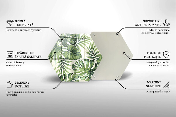 Skärbräda glas sexhörning Monstera lämnar illustration