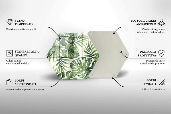 Skärbräda glas sexhörning Monstera lämnar illustration