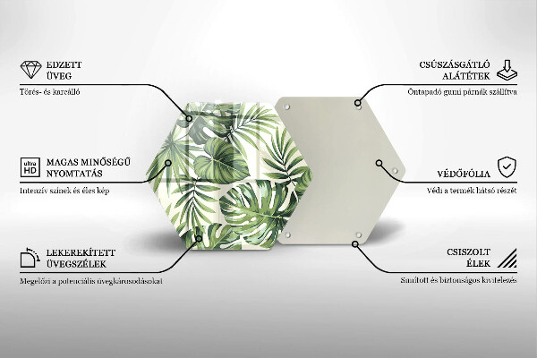 Skärbräda glas sexhörning Monstera lämnar illustration