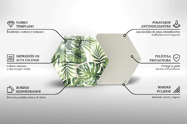 Skärbräda glas sexhörning Monstera lämnar illustration
