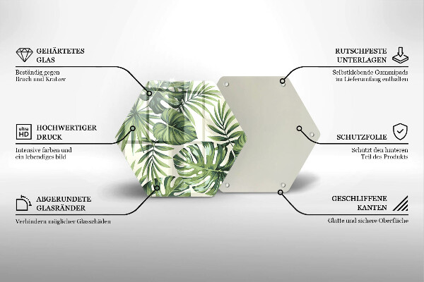 Skärbräda glas sexhörning Monstera lämnar illustration