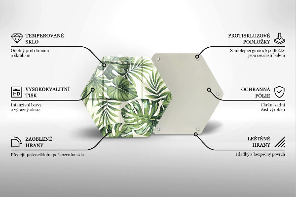 Skärbräda glas sexhörning Monstera lämnar illustration