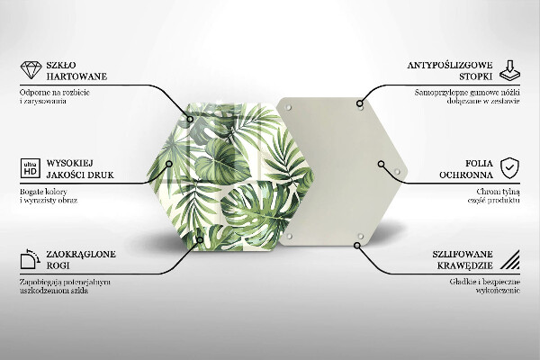 Skärbräda glas sexhörning Monstera lämnar illustration
