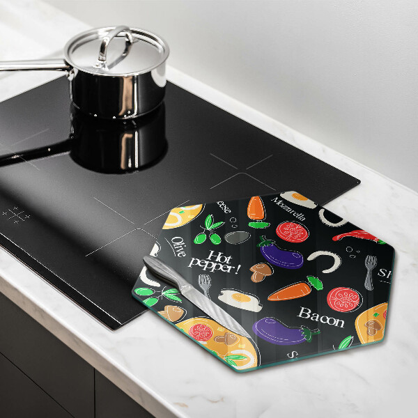 Skärbräda glas sexhörning Mat illustration