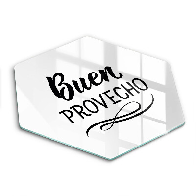 Skärbräda glas sexhörning Inskriptionen Buen provecho