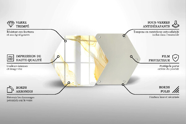 Skärbräda glas sexhörning Gyllene abstraktion