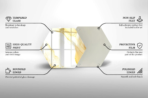 Skärbräda glas sexhörning Gyllene abstraktion
