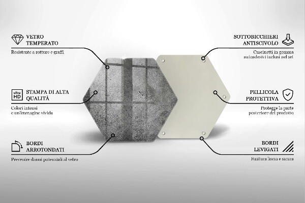 Skärbräda glas sexhörning Betong sten textur