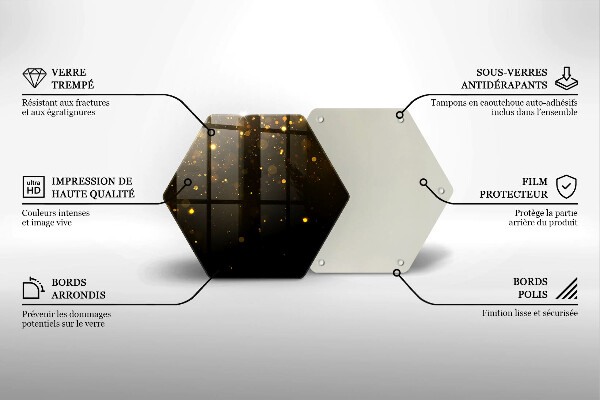 Skärbräda glas sexhörning Guldglitter