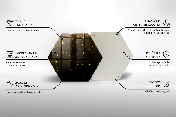 Skärbräda glas sexhörning Guldglitter