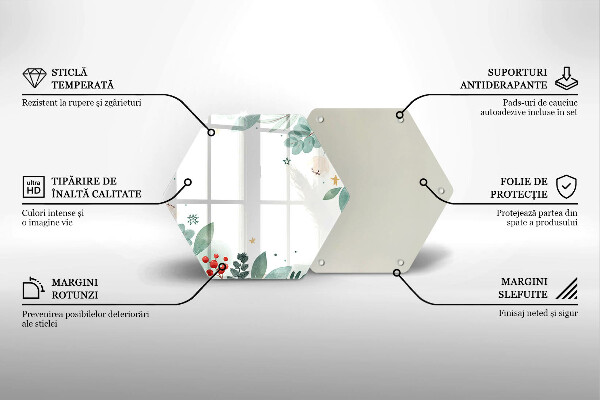Skärbräda glas sexhörning Akvarell blad