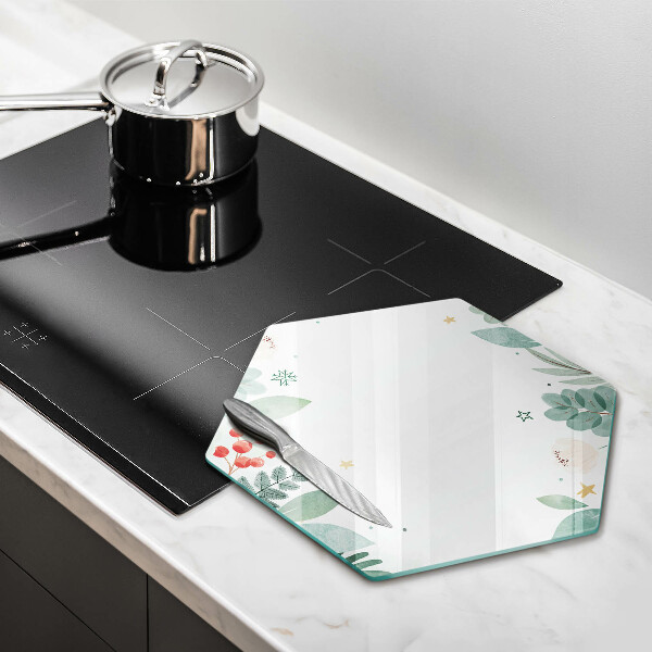 Skärbräda glas sexhörning Akvarell blad