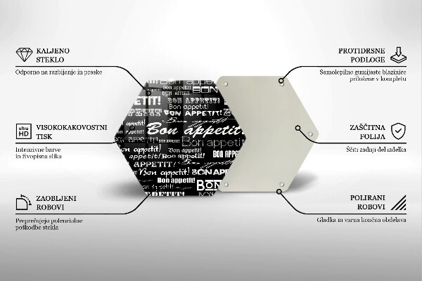 Skärbräda glas sexhörning Kökstexter God aptit