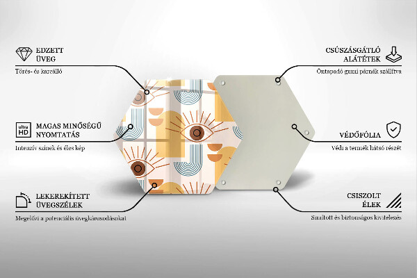 Skärbräda glas sexhörning Boho ögonmönster