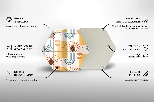 Skärbräda glas sexhörning Boho ögonmönster