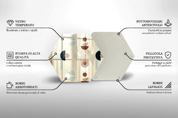 Skärbräda glas sexhörning Boho geometri former