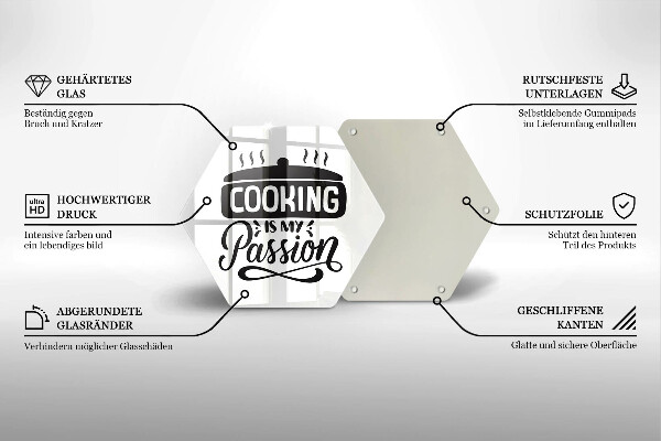 Skärbräda glas sexhörning Matlagning är min passion